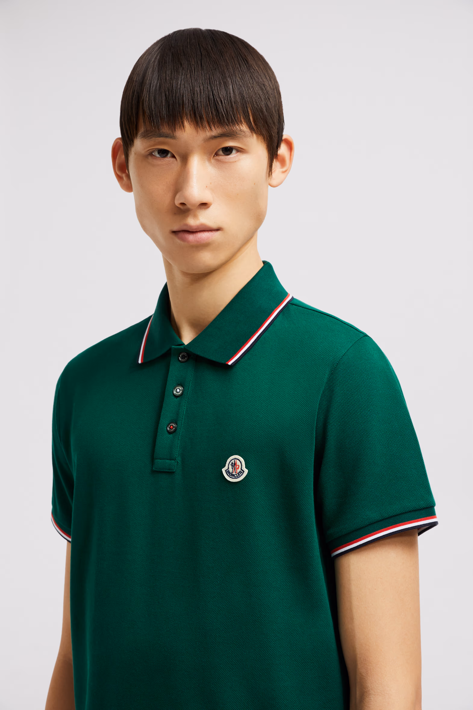 Polo en piqué de coton Hommes Vert Feuille Moncler 4